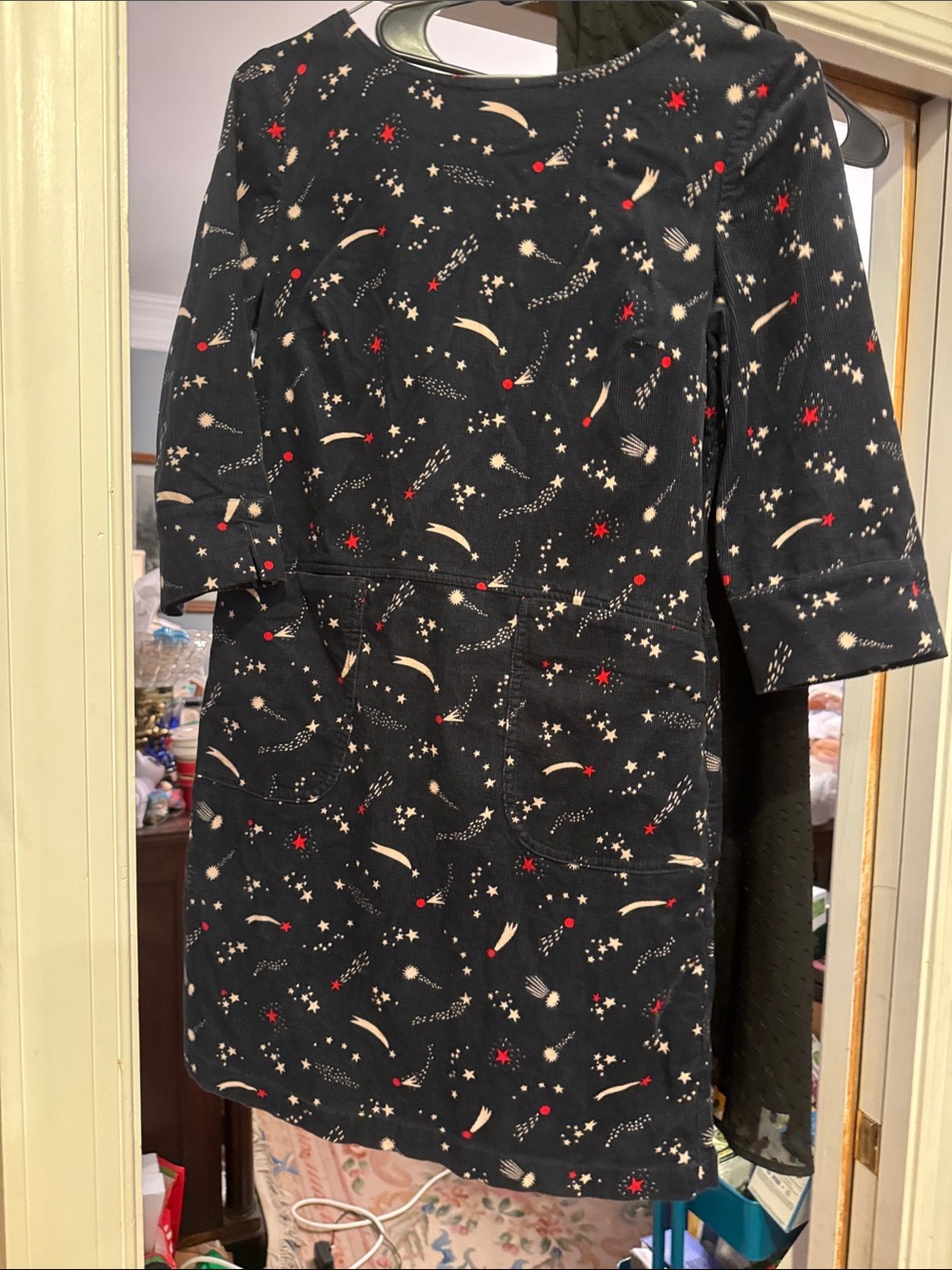 Boden corduroy Navy Star & Comet Print Dress